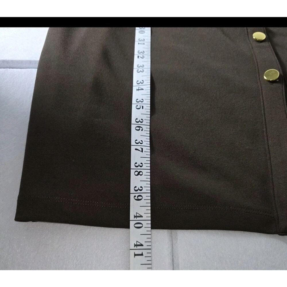 New York and company Dark Brown Shirt Dress Gold Buttons Zipped Breast Pockets - Picture 6 of 9